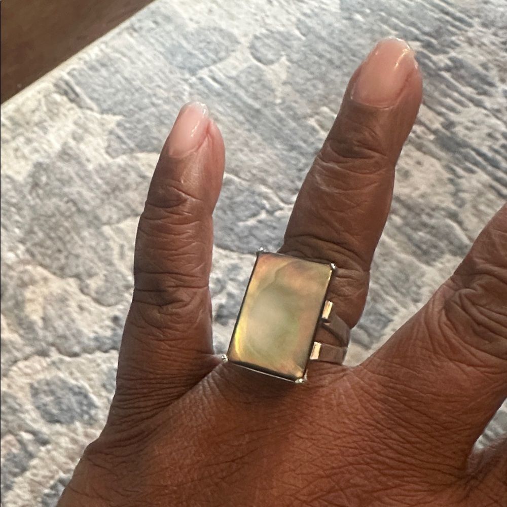 Sterling Silver Vintage Mother Of Pearl Statement Ring 8